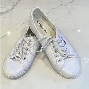 Superga Classic White Lace-Up Sneakers